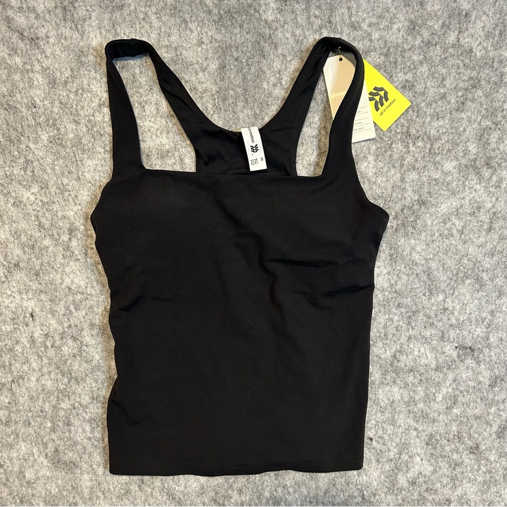 All in Motion Black Women's Everyday Soft Tank Top Square Neck Racerback XS